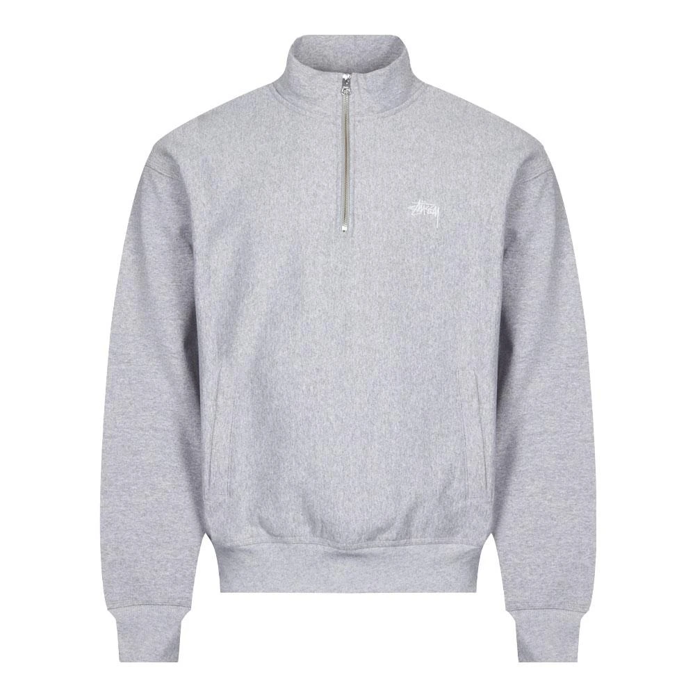 商品STUSSY|Stussy Logo 1/4 Zip Sweatshirt - Grey Heather,价格¥936,第1张图片
