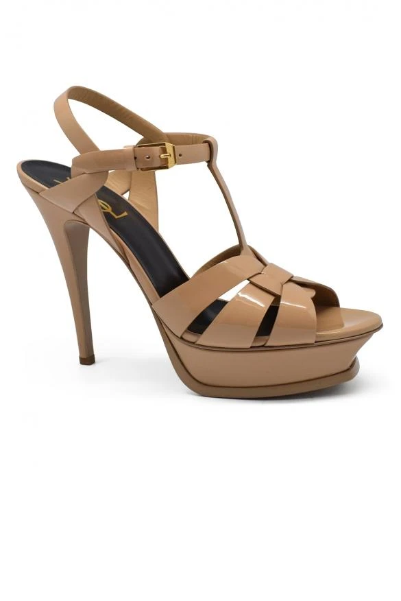 商品Yves Saint Laurent|Luxury shoes for women saint laurent tribute sandals beige high heel,价格¥7109,第3张图片详细描述
