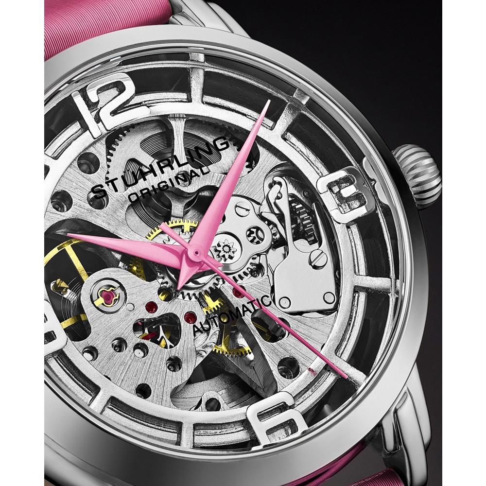 Women's Automatic Pink Genuine Leather Strap Watch 40mm商品第3张图片规格展示
