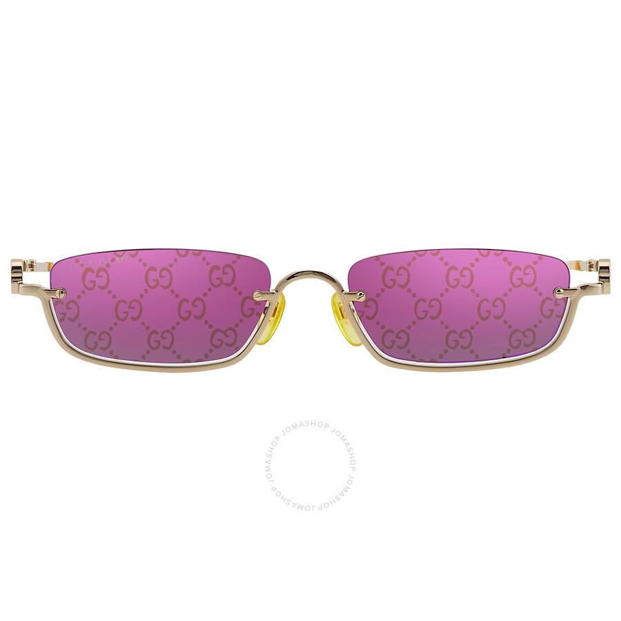 Gucci Gucci Violet Logo Rectangular Unisex Sunglasses