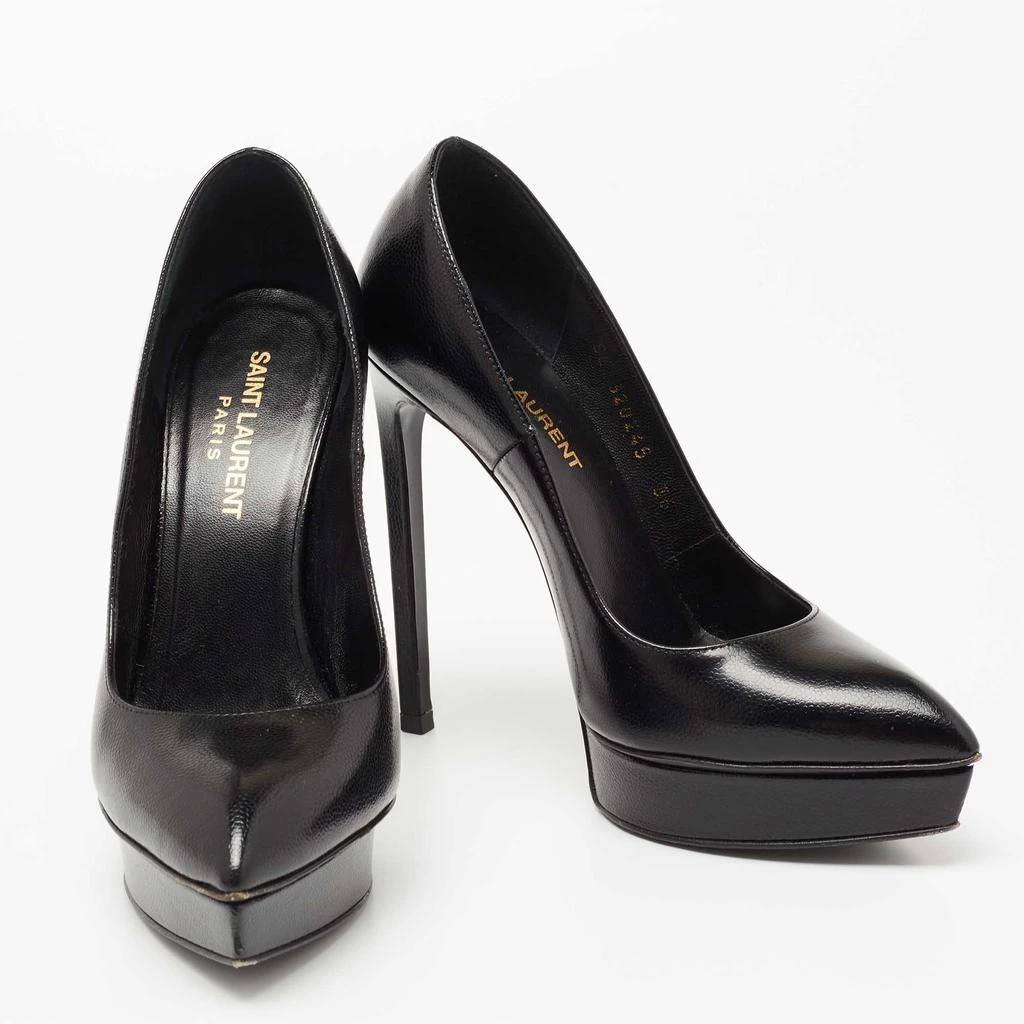 商品[二手商品] Yves Saint Laurent|Saint Laurent Black Leather Janis Pointed Toe Platform Pumps Size 36,价格¥2544,第4张图片详细描述
