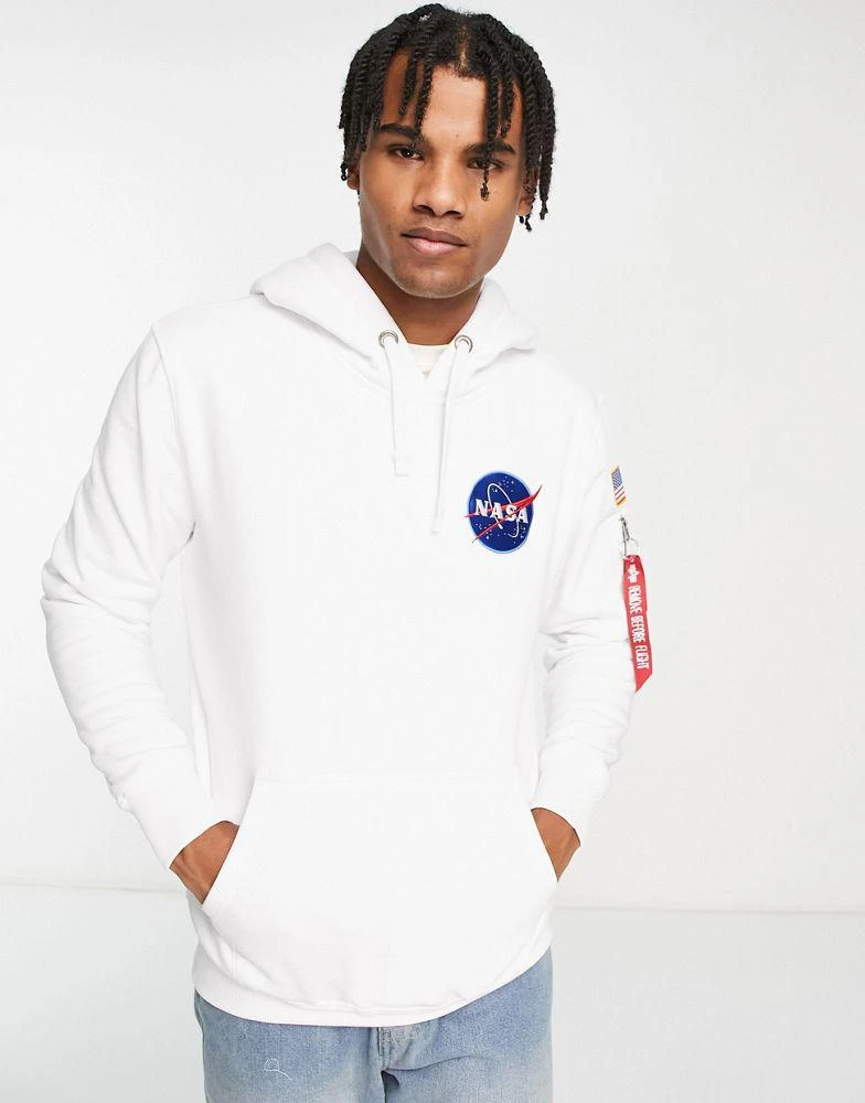 商品Alpha Industries|Alpha Industries NASA space shuttle back print hoodie in white,价格¥519,第2张图片详细描述