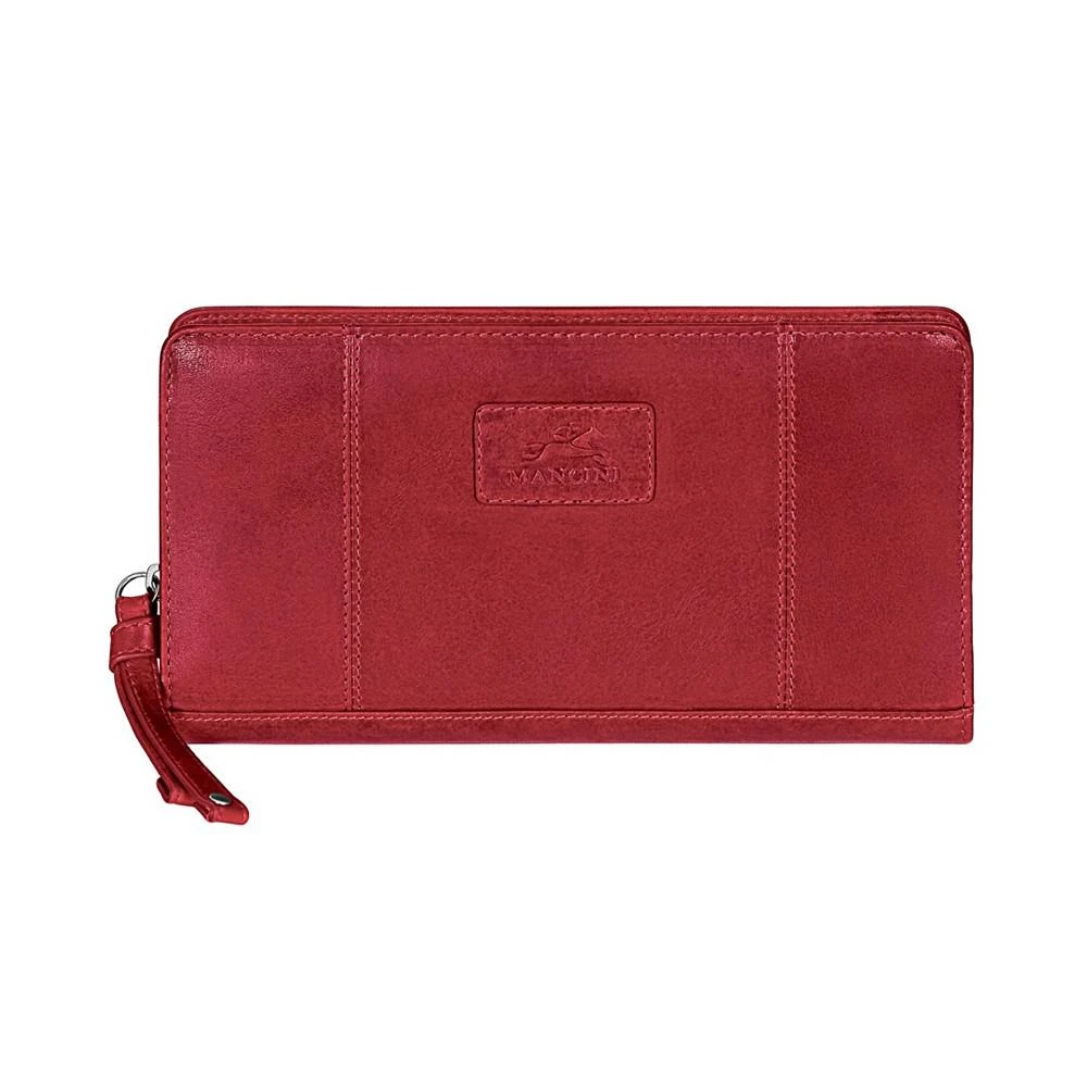 商品Mancini Leather Goods|Casablanca Collection RFID Secure Ladies Zippered Clutch Wallet,价格¥734,第4张图片详细描述