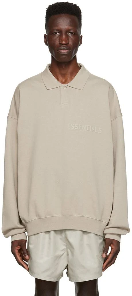 商品Essentials|Gray Long Sleeve Polo,价格¥564,第1张图片