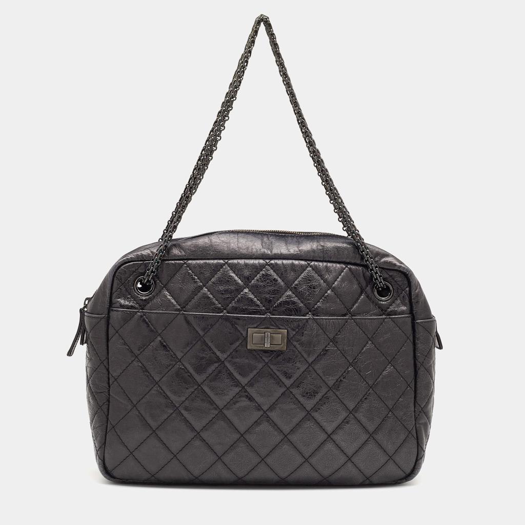 商品[二手商品] Chanel|Chanel Metallic Black Quilted Aged Leather Large Reissue Camera Bag,价格¥10454,第1张图片