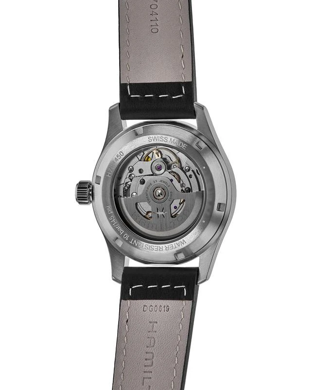 商品Hamilton|Hamilton Khaki Field Auto 38MM Black Dial Leather Strap Men's Watch H70455733,价格¥4434,第3张图片详细描述