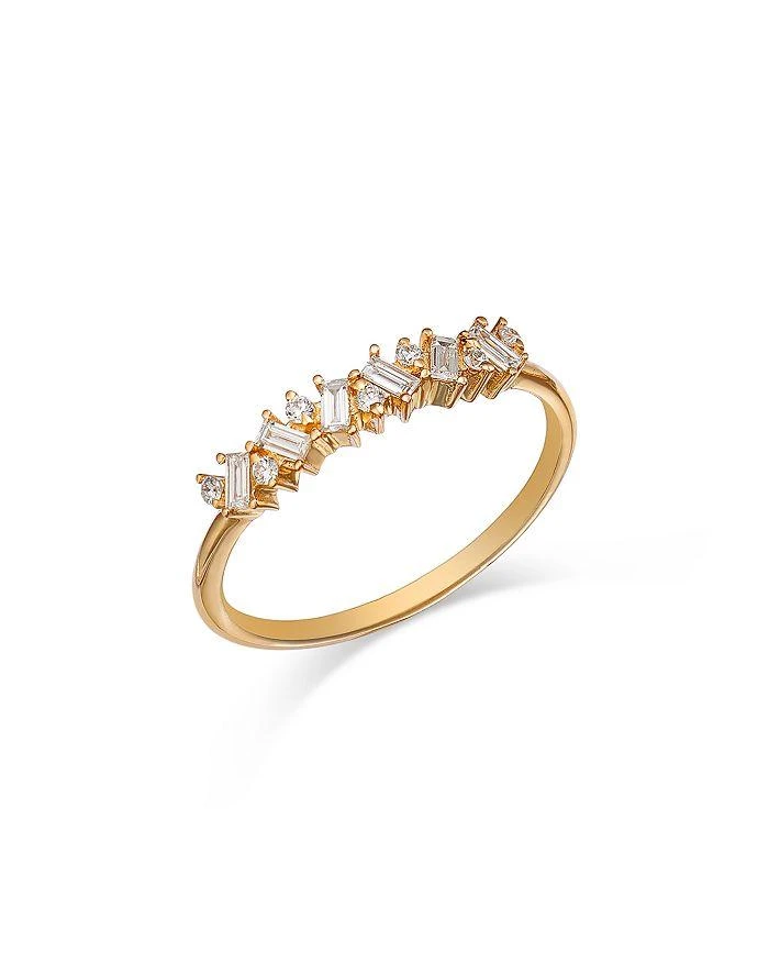 商品Moon & Meadow|14K Yellow Gold Lab Grown Diamond Round & Baguette Linear Cluster Ring,价格¥6429,第1张图片详细描述