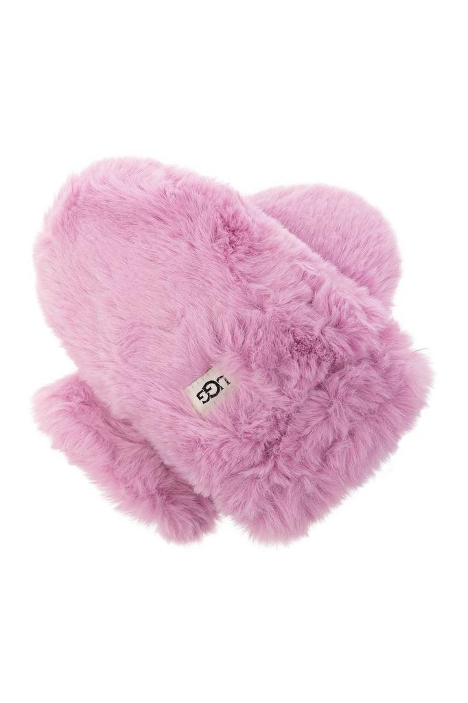 商品UGG|UGG Kids Logo Patch Faux Fur Mittens,价格¥125,第1张图片