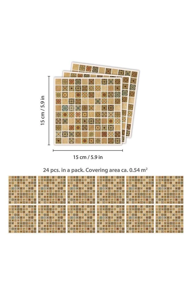 商品WALPLUS|Antique Brown Mosaic 96-Piece Tile Sticker Set,价格¥290,第5张图片详细描述