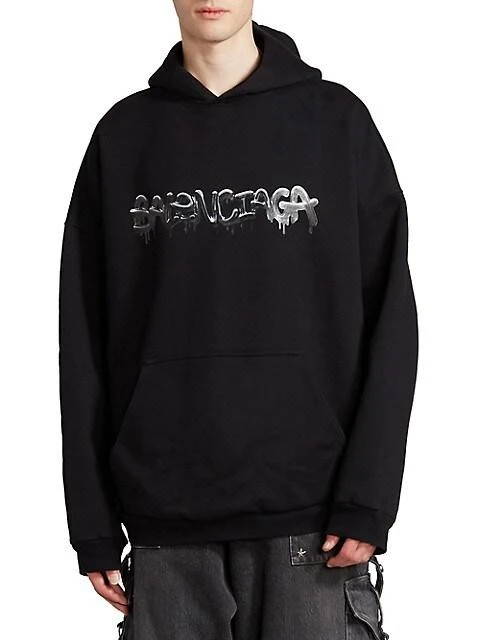 商品Balenciaga|Wide-Fit Logo Hoodie Sweatshirt,价格¥7878,第3张图片详细描述