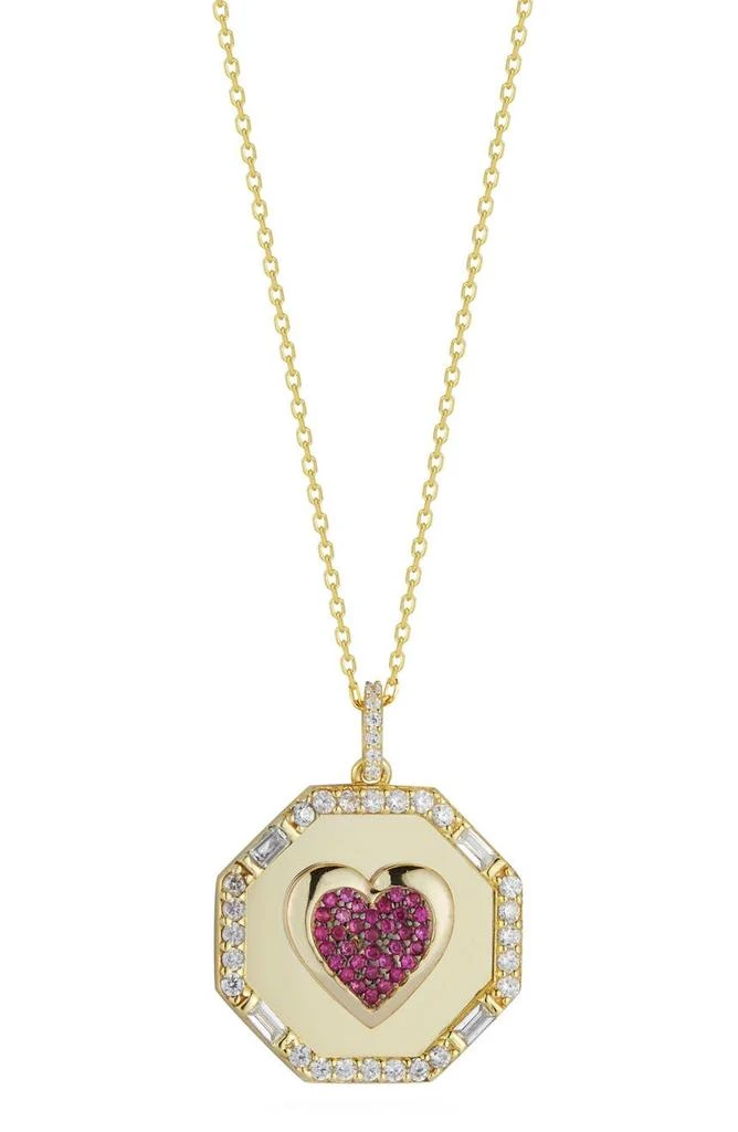 商品Sphera Milano|14K Gold Plated Sterling Silver & CZ Heart Pendant Necklace,价格¥379,第1张图片