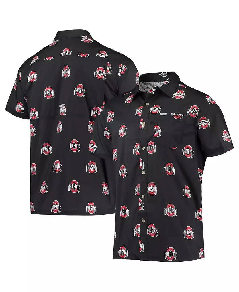 商品Columbia|Men's Black Ohio State Buckeyes Super Slack Tide Omni-Shade Button-Up Shirt,价格¥367,第1张图片