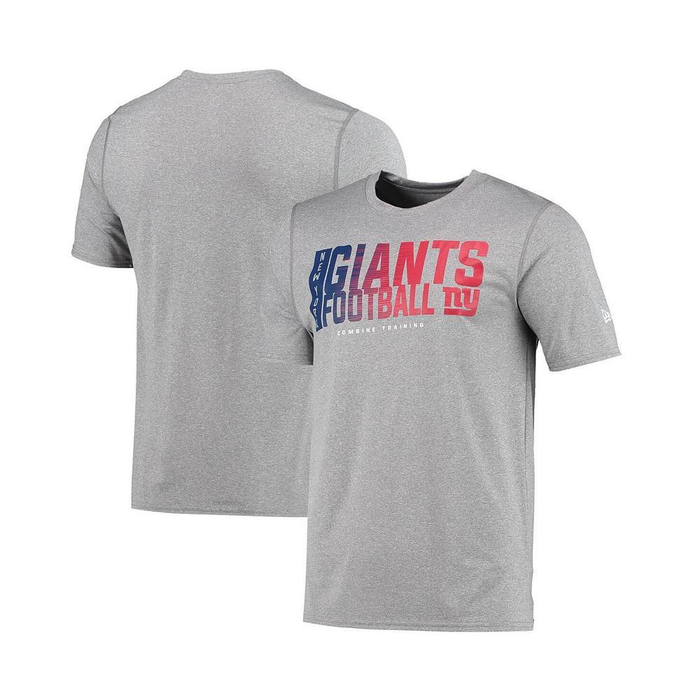 商品New Era|Men's Heathered Gray New York Giants Combine Authentic Game On T-shirt,价格¥225,第1张图片