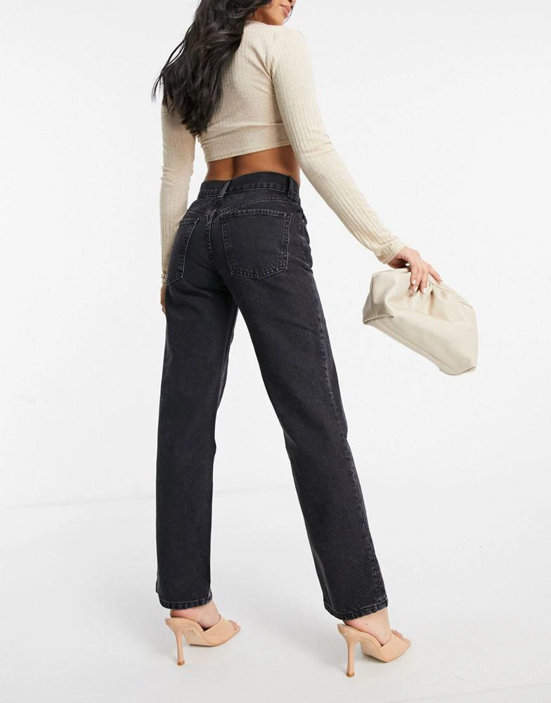 商品ASOS|ASOS DESIGN Petite premium mid rise straight leg jeans in washed black - MBLUE,价格¥189,第2张图片详细描述