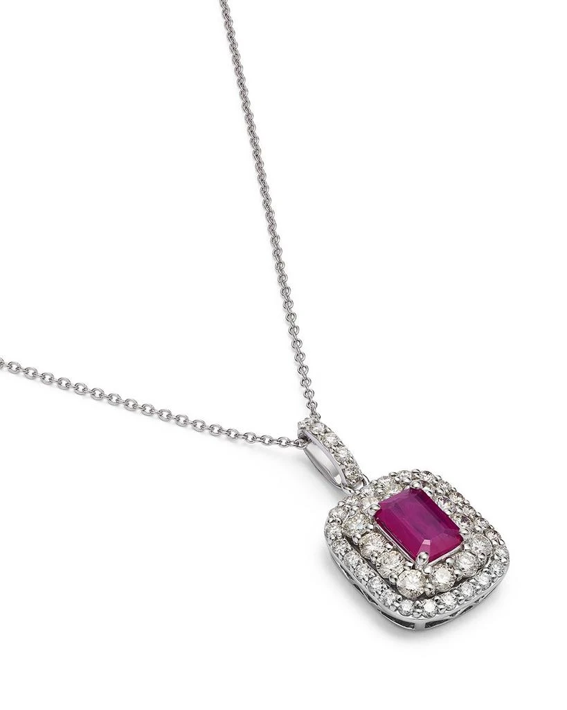 Ruby & Diamond Pendant Necklace in 14K White Gold, 18" 商品