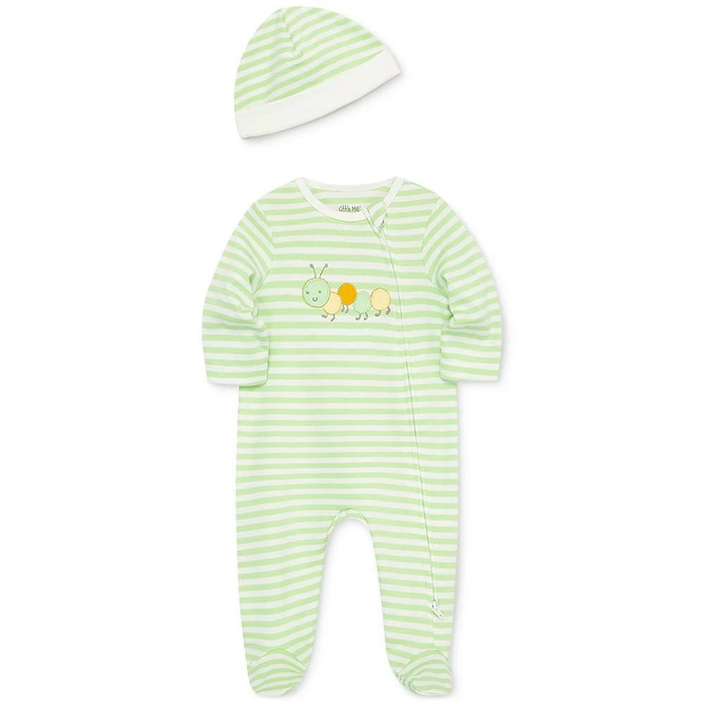 Little Me Baby Boys or Baby Girls Caterpillar Coverall and Hat, 2 Piece Set 4