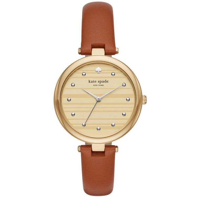 商品Kate Spade|Women's Varick Cognac Leather Strap Watch 36mm,价格¥1459,第1张图片