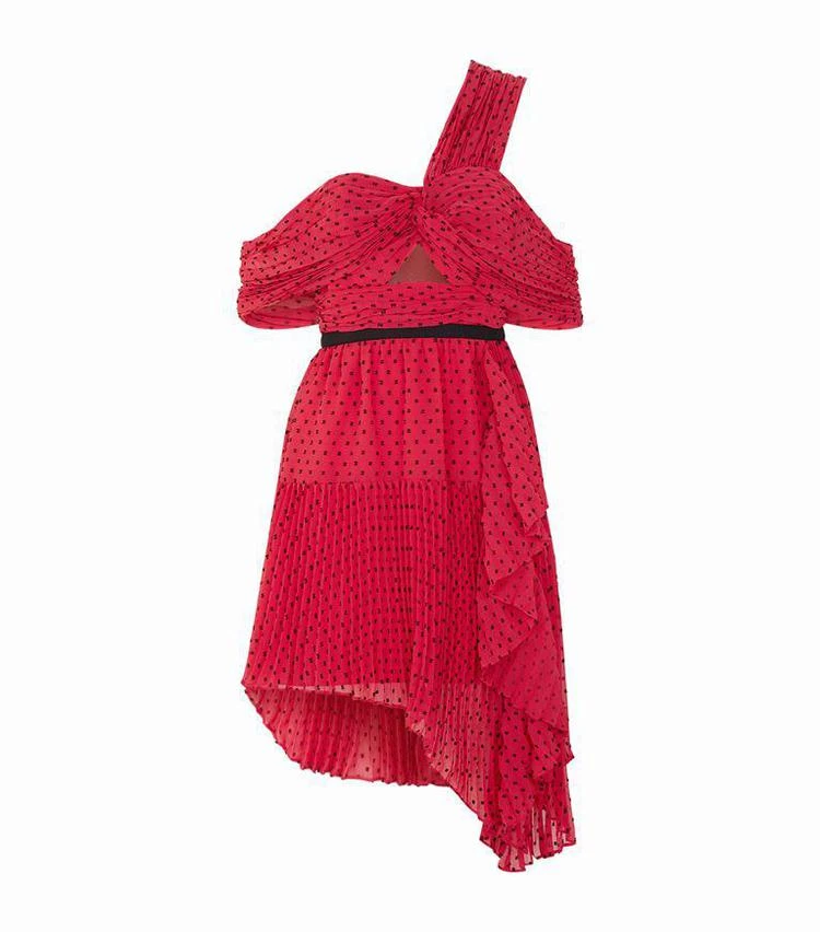商品Self Portrait|Plumetis Asymmetric Mini Dress,价格¥3026,第1张图片