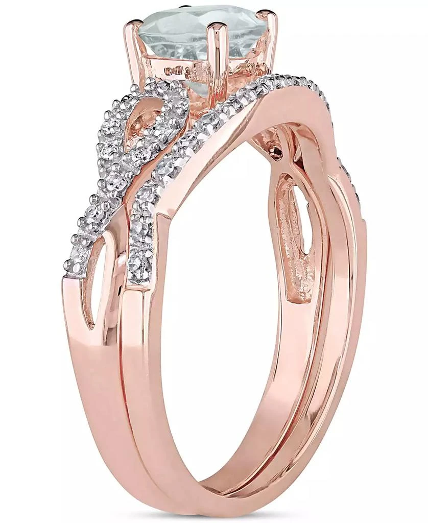 商品Macy's|Aquamarine (5/8 ct. t.w.) & Diamond (1/6 ct. t.w.) Infinity Bridal Set in 10k Rose Gold,价格¥5889,第4张图片详细描述