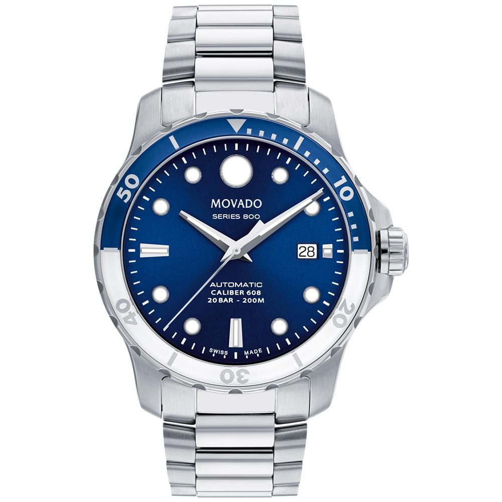 商品Movado|Series 800 Men's Swiss Automatic Silver-Tone Stainless Steel Bracelet Watch 42mm,价格¥17164,第1张图片