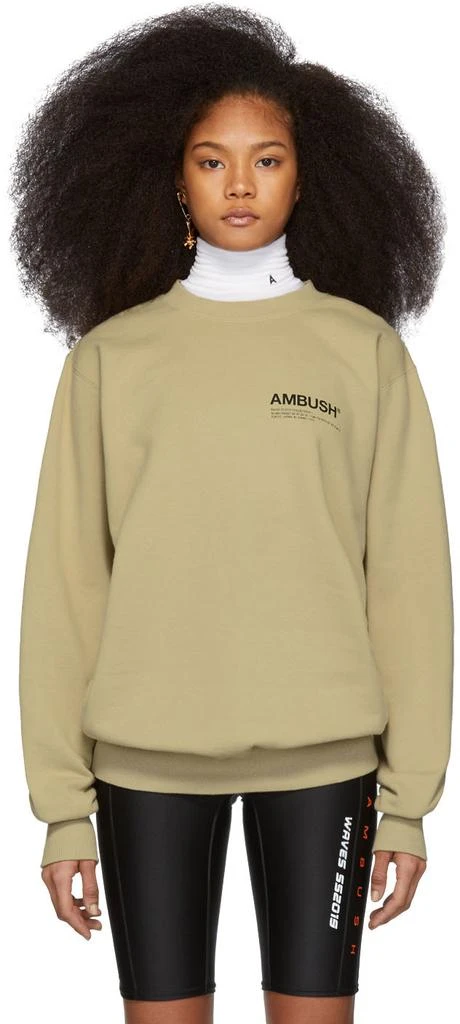 商品Ambush|SSENSE Exclusive Beige Logo Crewneck Sweatshirt,价格¥1486,第1张图片