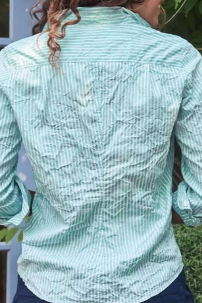 "Barry" Button Up Shirt in Green Multi Stripe商品第3张图片规格展示