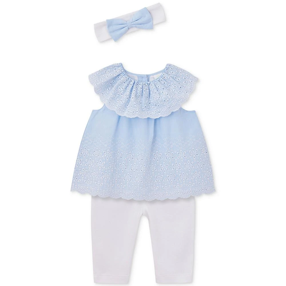 商品Little Me|Baby Girls Chambray Eyelet Tunic, Leggings, and Headband, 3 Piece Set,价格¥299,第3张图片详细描述