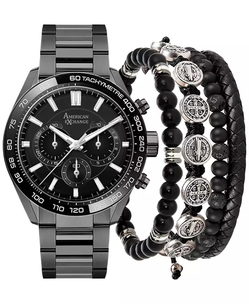 商品American Exchange|Men's Gunmetal Alloy Bracelet Watch 45mm Gift Set,价格¥308,第1张图片