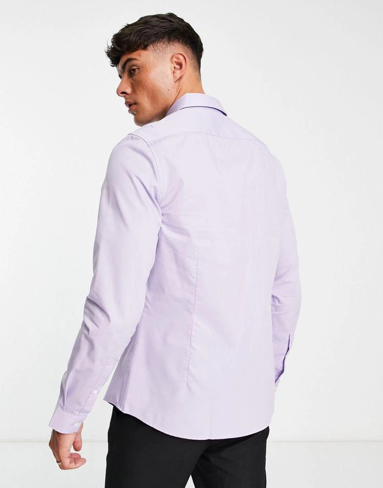 商品ASOS|ASOS DESIGN stretch slim fit work shirt in lilac,价格¥177,第2张图片详细描述
