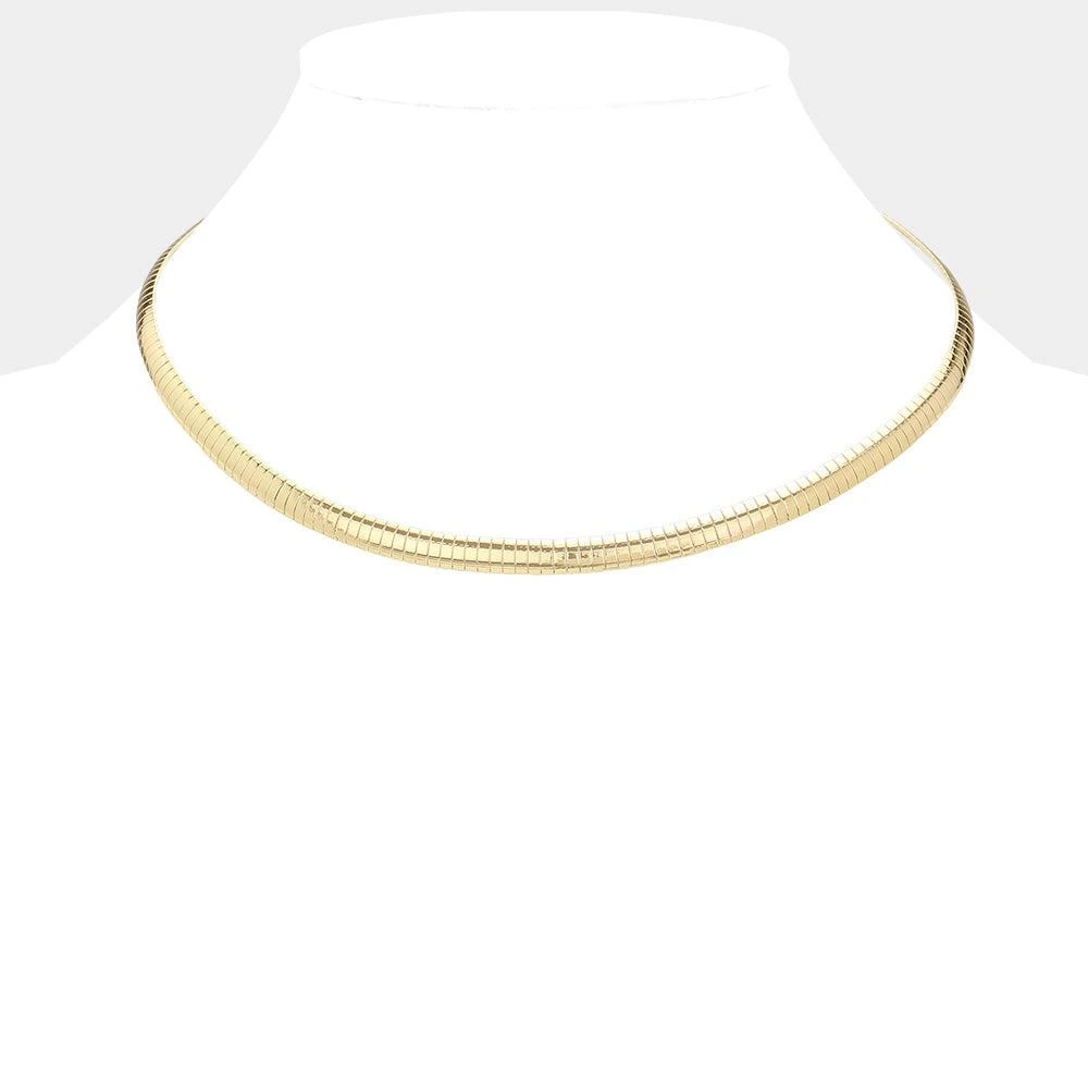 商品FASHNZFAB|18" Metal Omega Chain Necklace - Gold,价格¥291,第1张图片