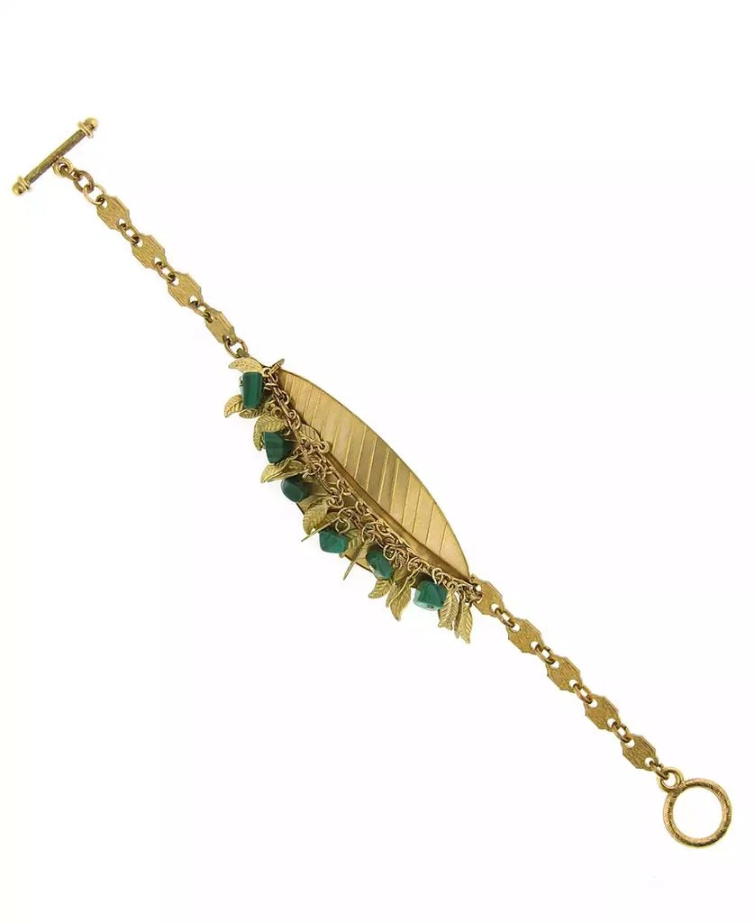 商品1928|by 1928 Gold Tone Leaf Toggle Bracelet Accented with Semi-Precious Malachite Chips,价格¥228,第1张图片