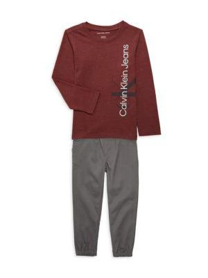 商品Calvin Klein|​Little Boy’s 2-Piece Tee & Pants Set,价格¥222,第1张图片