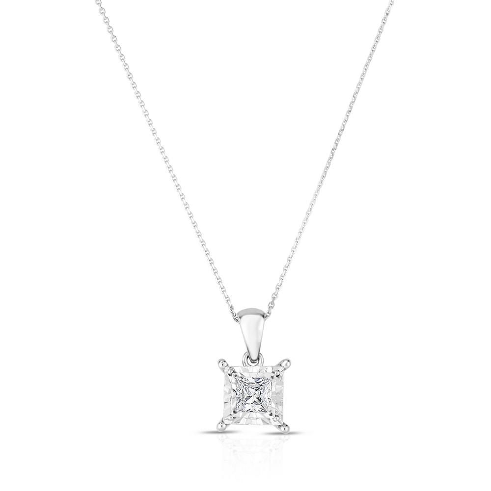 Diamond Princess Solitaire Plus 18" Pendant Necklace (3/4 ct. t.w.) in 14k White Gold商品第1张图片规格展示