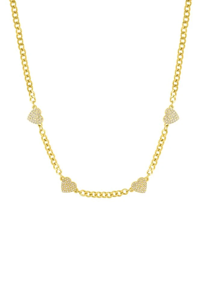 商品ADORNIA|Pavé CZ Heart Station Curb Chain Necklace,价格¥180,第1张图片