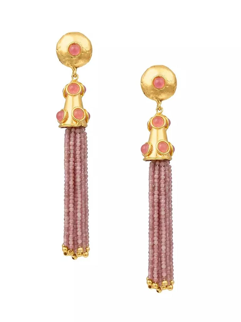 商品Sylvia Toledano|Gio 22K-Gold-Plated &amp; Pink Jade Clip-On Tassel Earrings,价格¥3635,第1张图片