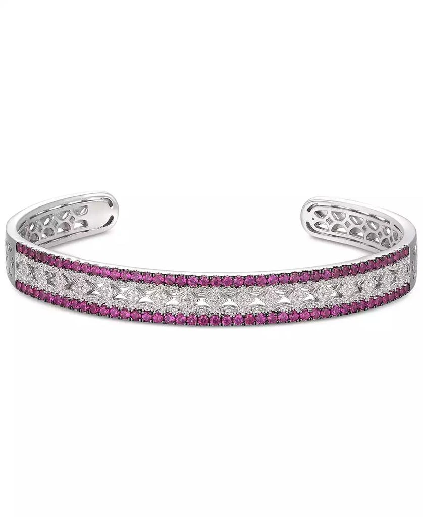 商品Macy's|Sapphire (1-3/4 ct. t.w.) & Diamond (1/10 ct. t.w.) Bangle Bracelet in Sterling Silver (Also Available in Ruby & Emerald),价格¥1309,第1张图片