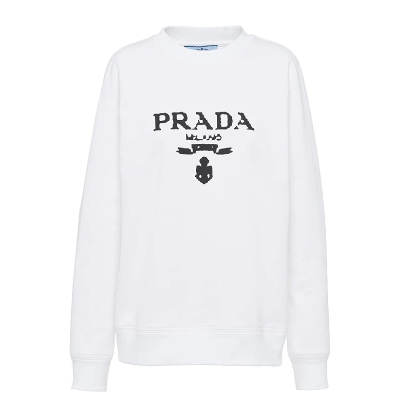商品Prada|【预售3-7天】普拉达 女士白色平纹针织圆领Oversize街头风卫衣134631_1ZT7_F0964_S_202,价格¥9187,第1张图片