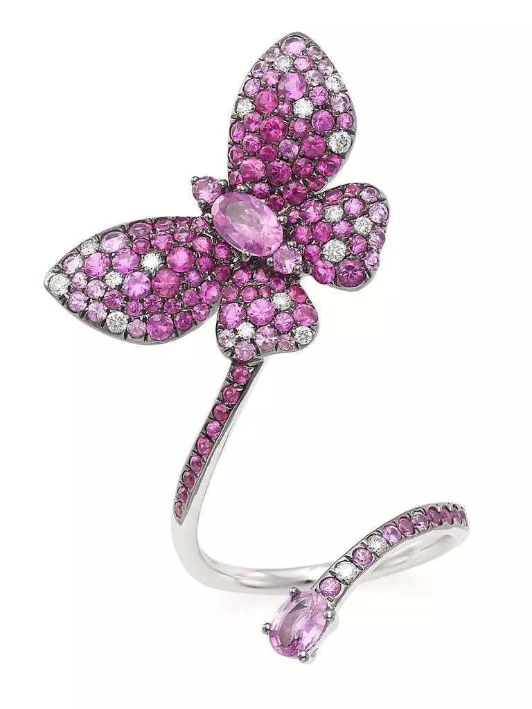 商品Stéfère|Butterfly 18K White Gold, Pink Sapphire &amp; 0.23 TCW Diamond Wrap Ring,价格¥49303,第1张图片