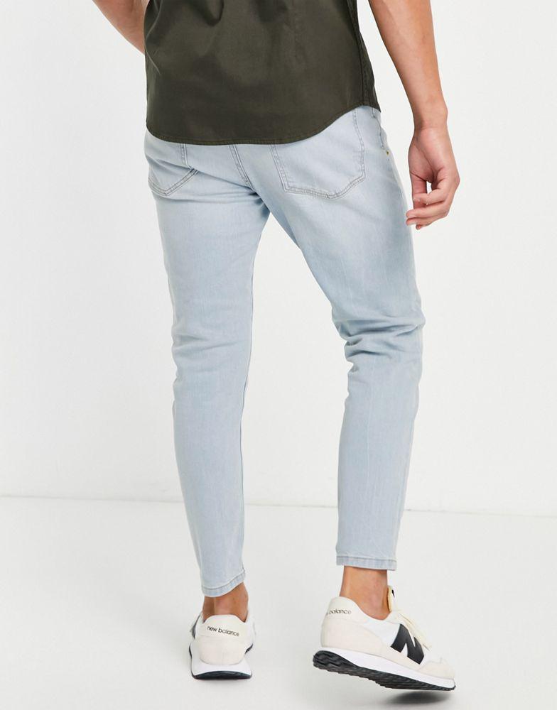 Topman stretch tapered jeans in light wash tint商品第2张图片规格展示