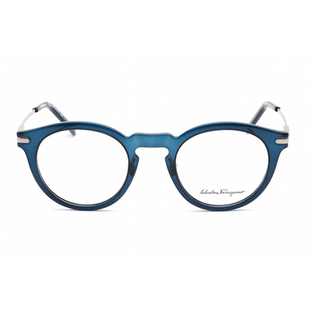 商品Salvatore Ferragamo|Salvatore Ferragamo Men's Eyeglasses - Round Crystal Navy Plastic Frame | SF2906 420,价格¥554,第2张图片详细描述