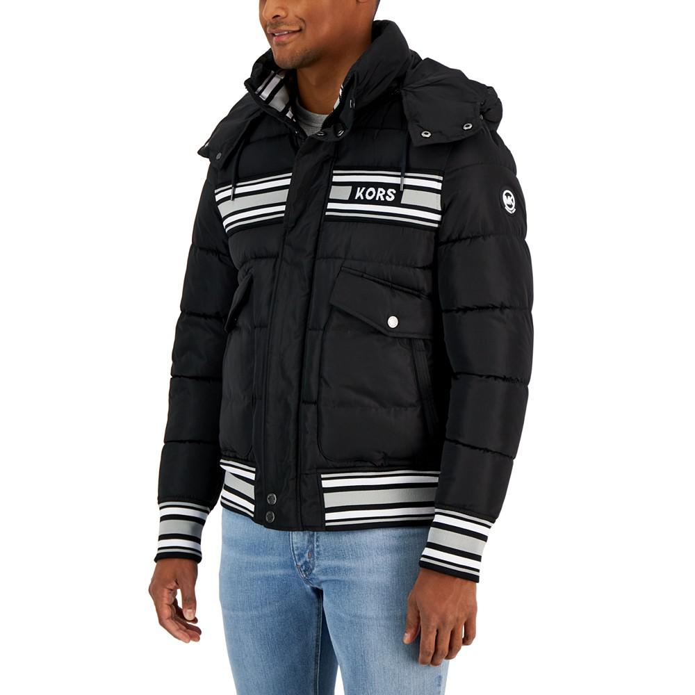 Men's Racing Stripe Puffer Jacket商品第1张图片规格展示