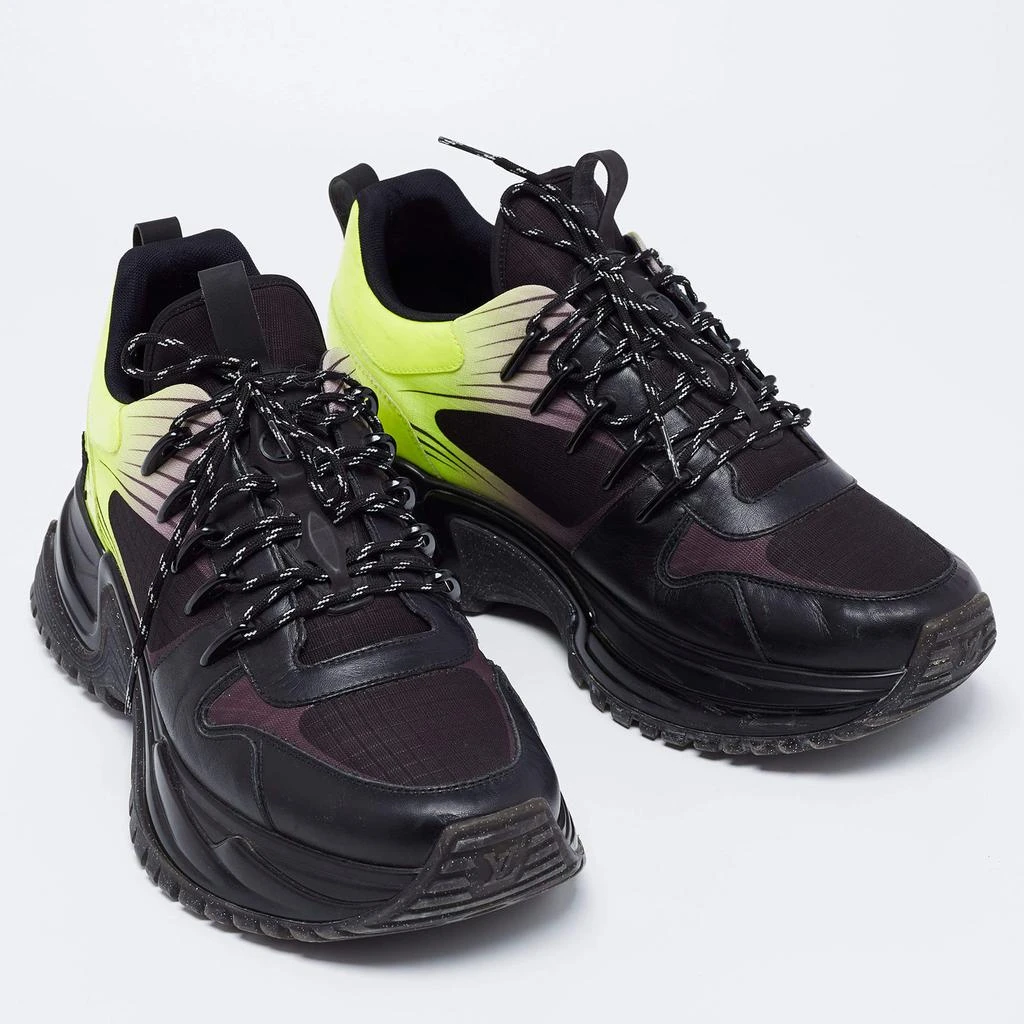 商品[二手商品] Louis Vuitton|Louis Vuitton Black/Green Leather and Mesh Run Away Pulse Sneakers Size 42,价格¥4242,第4张图片详细描述