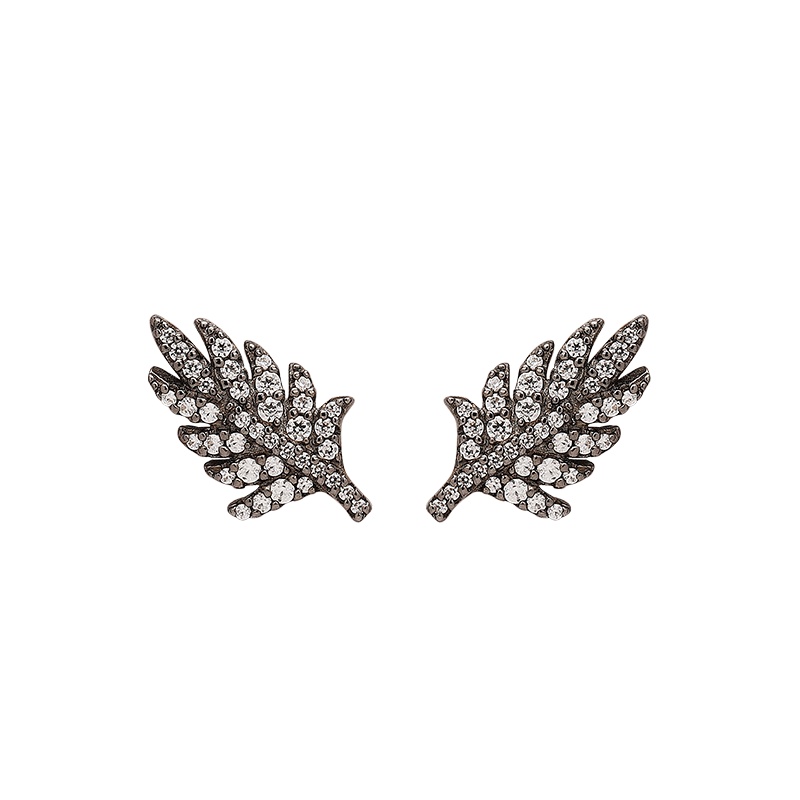商品apm Monaco|银灰色 女士银镶晶钻羽毛耳钉AE10768XBR（香港仓发货）,价格¥514,第1张图片