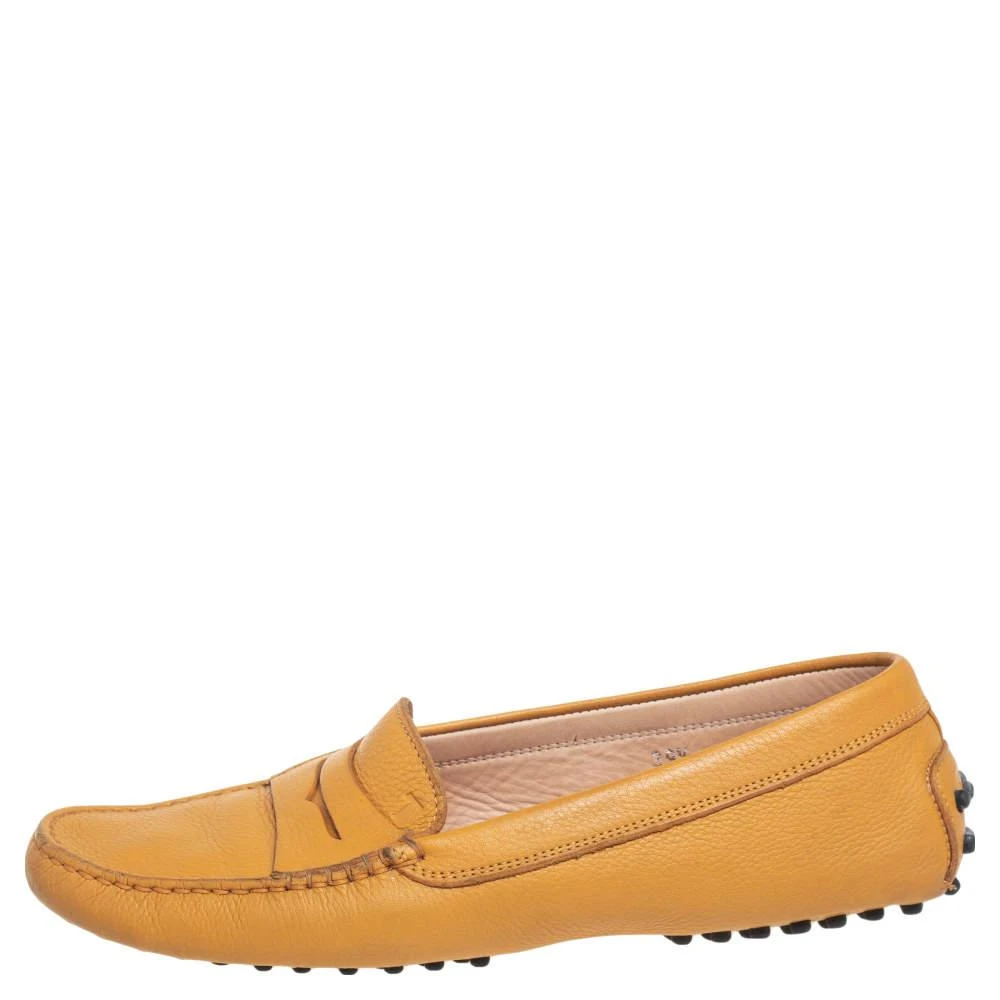 商品[二手商品] Tod's|Tod's Yellow Leather Slip On Loafers Size 39.5,价格¥859,第2张图片详细描述