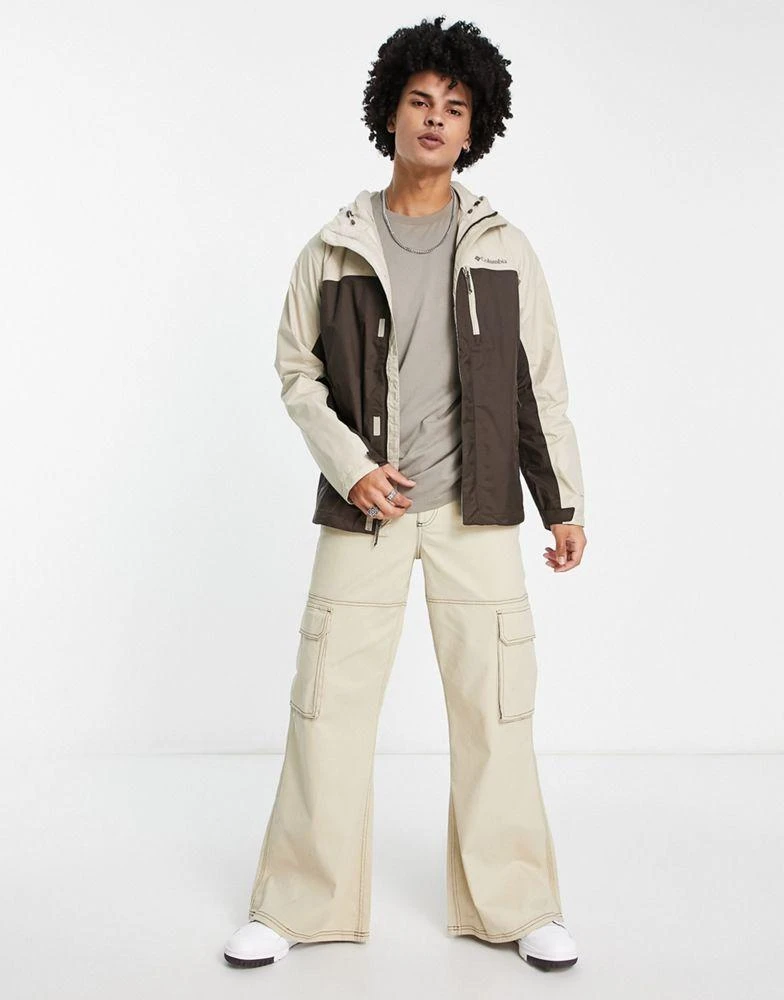 商品Columbia|Columbia Pouring Adventure waterproof jacket in brown and stone,价格¥750,第4张图片详细描述