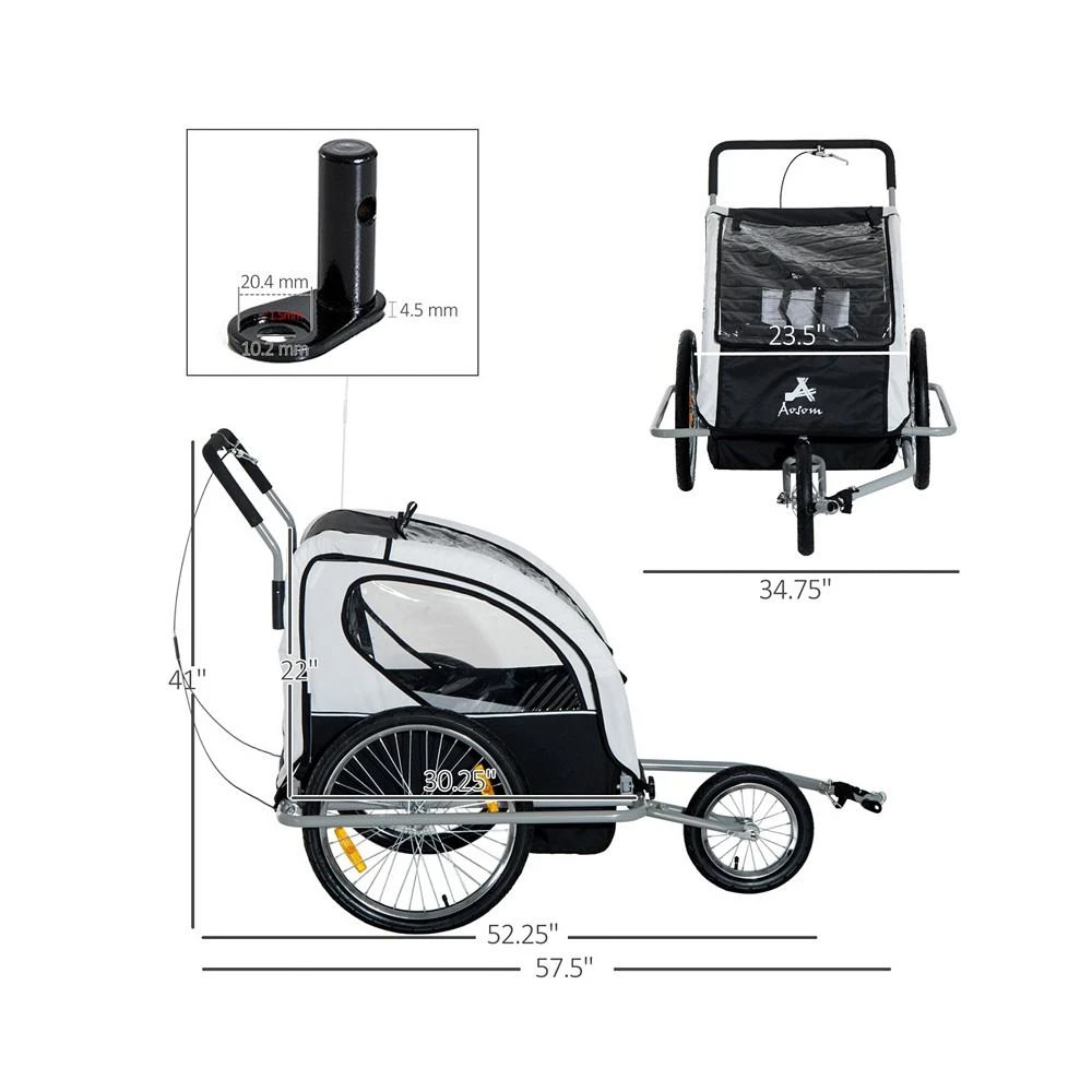 商品Aosom|Elite Three-Wheel Bicycle Cargo Trailer for Two Children,价格¥1708,第3张图片详细描述
