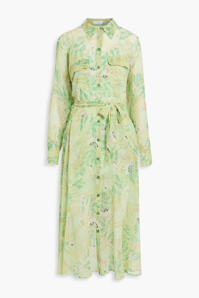 Haelee belted floral-print silk-chiffon midi shirt dress商品第3张图片规格展示