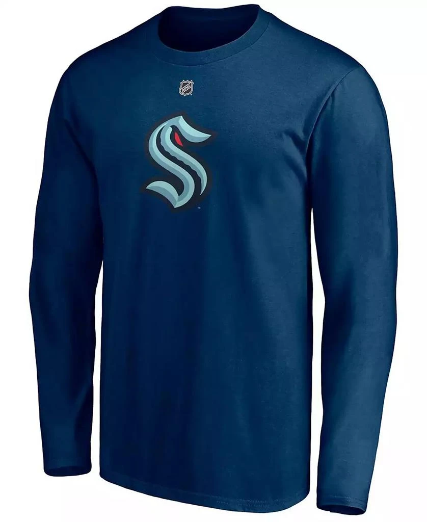 商品Fanatics|Men's Philipp Grubauer Deep Sea Blue Seattle Kraken Authentic Stack Name and Number Long Sleeve T-shirt,价格¥274,第2张图片详细描述