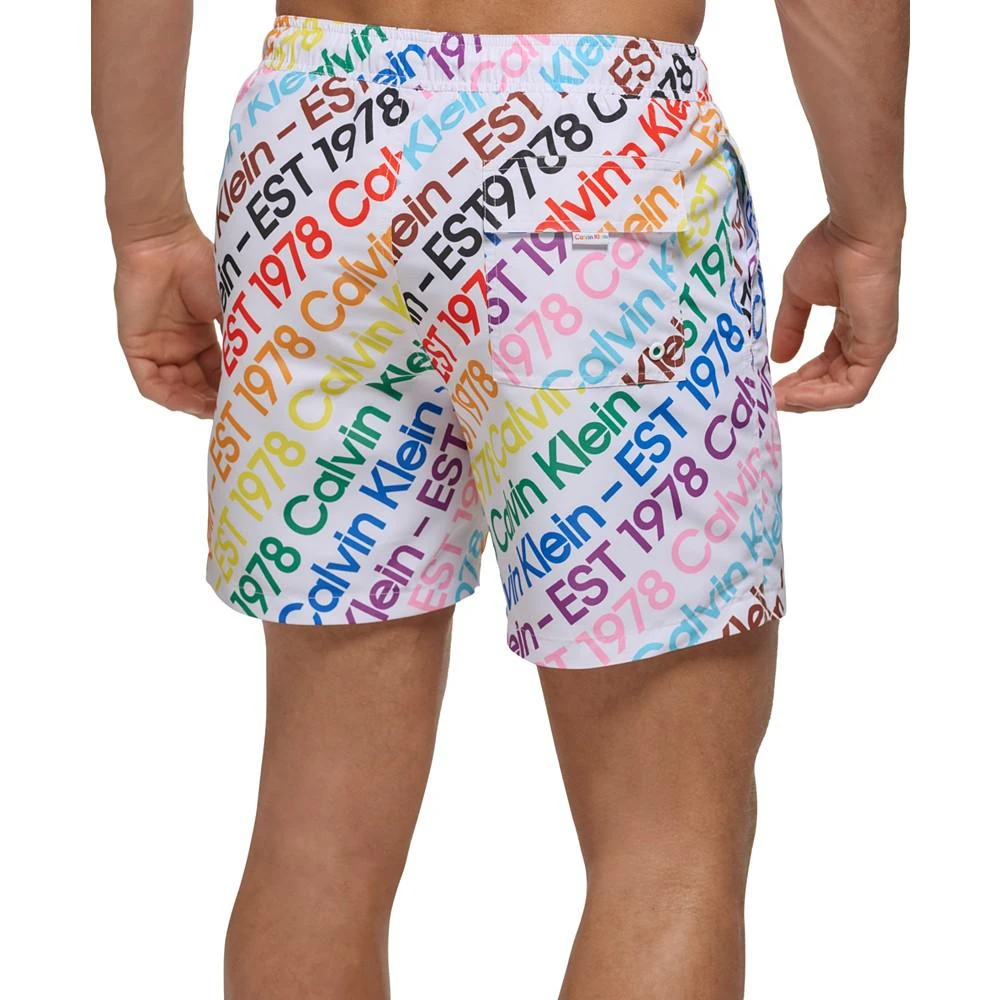 商品Calvin Klein|Men's 5" Rainbow Logo-Print Swim Shorts,价格¥70,第2张图片详细描述