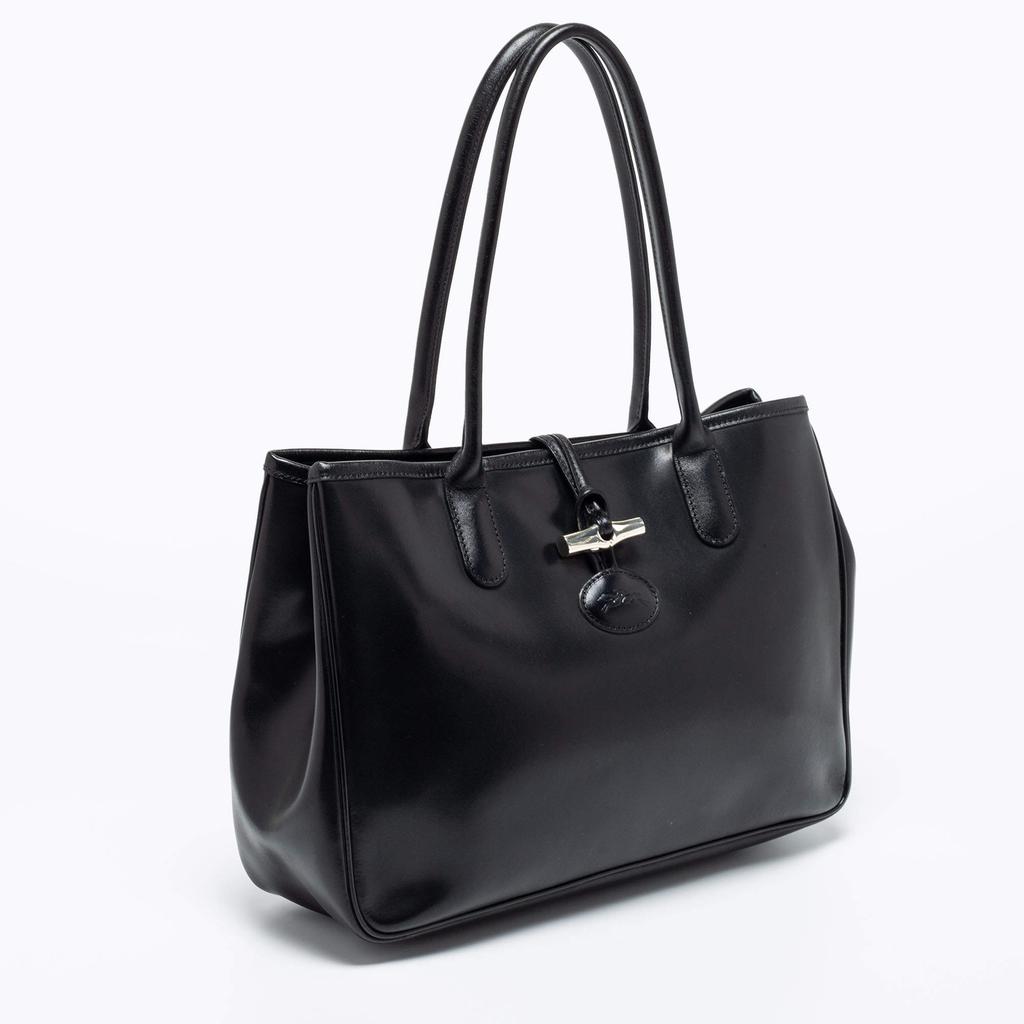 Longchamp Black Leather Roseau Tote商品第3张图片规格展示